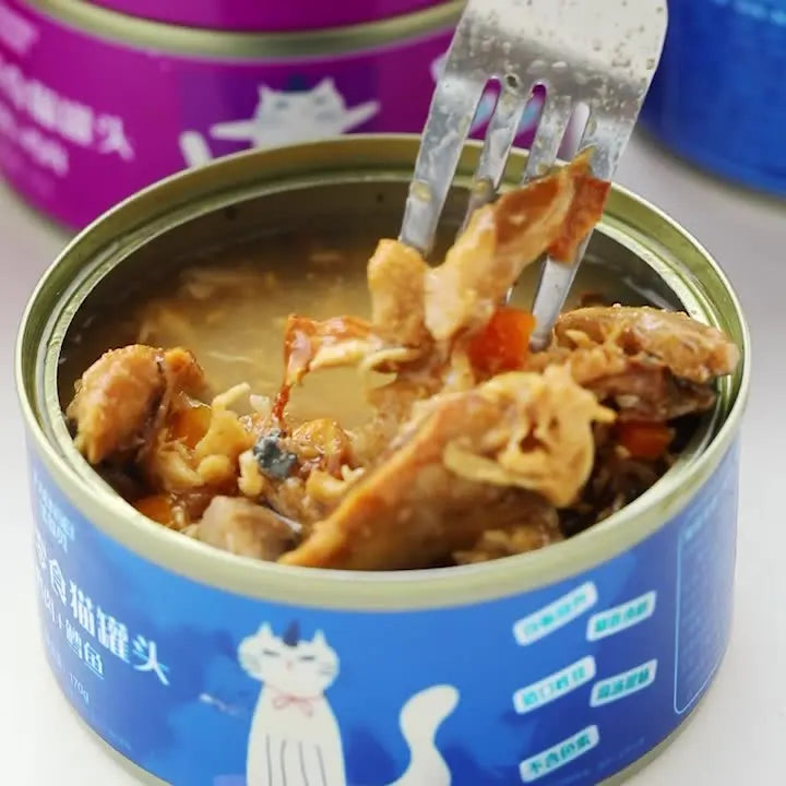 12 cans Cute cat snacks canned white meat cat snacks cat staple food kitten wet food into cat fattening nutrition 85g