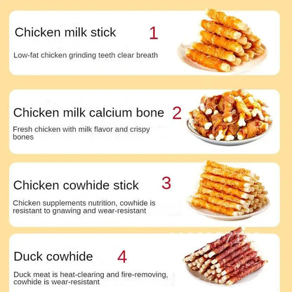 [2024]3Bags Multiple flavors of dog Food bite resistant clean meat snacks chicken teeth reward Pet Dogs Dry training duck