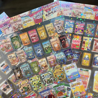 5pcs Snack Food Packaging Stickers For Phone PET Waterproof Cartoon Scrapbook Sticker Journaling Stationery Kawaii