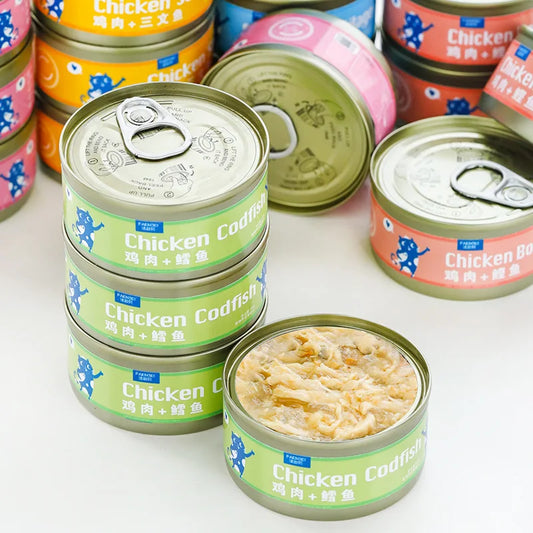 12 cans Cute cat snacks canned white meat cat snacks cat staple food kitten wet food into cat fattening nutrition 85g