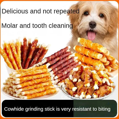 [2024]3Bags Multiple flavors of dog snacks clean resistant bite Dogs training Dry Food Pet reward meat teeth duck chicken