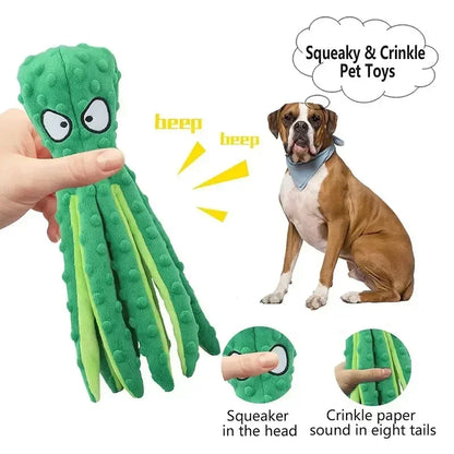 Dog toy octopus squeaking dog toy, soft and durable interactive dog chew toy