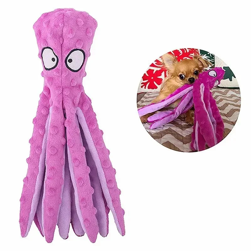 Dog toy octopus squeaking dog toy, soft and durable interactive dog chew toy
