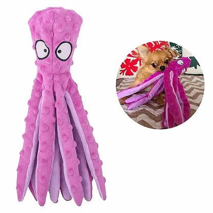 Dog toy octopus squeaking dog toy, soft and durable interactive dog chew toy