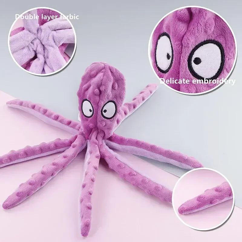 Dog toy octopus squeaking dog toy, soft and durable interactive dog chew toy