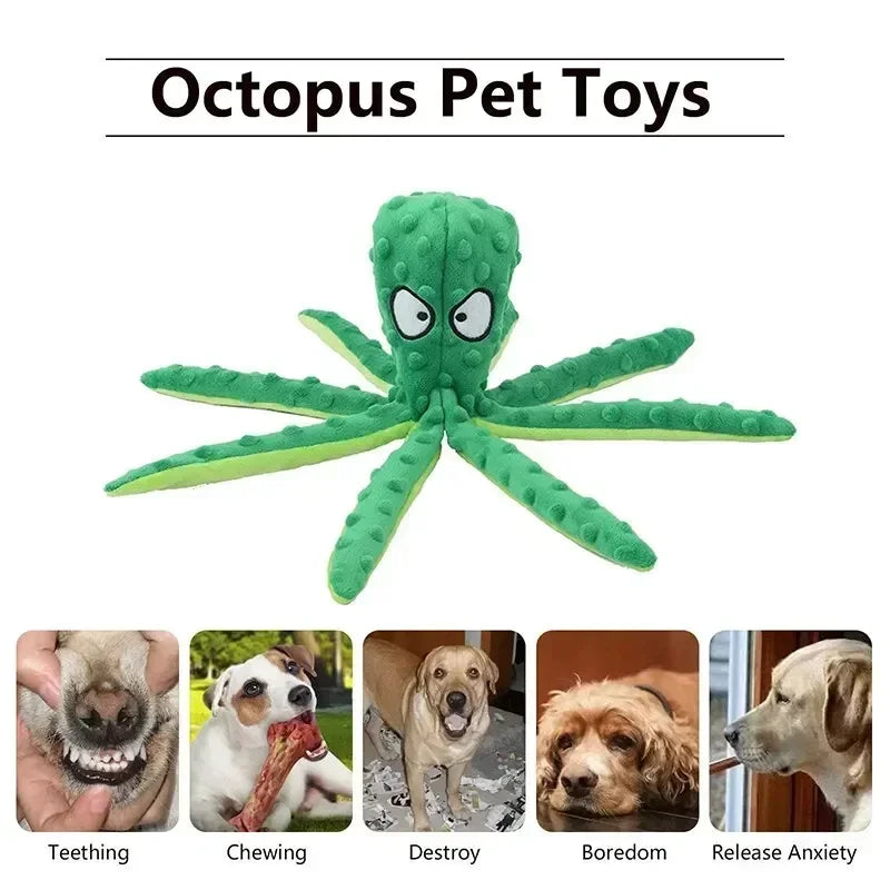 Dog toy octopus squeaking dog toy, soft and durable interactive dog chew toy