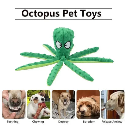 Dog toy octopus squeaking dog toy, soft and durable interactive dog chew toy