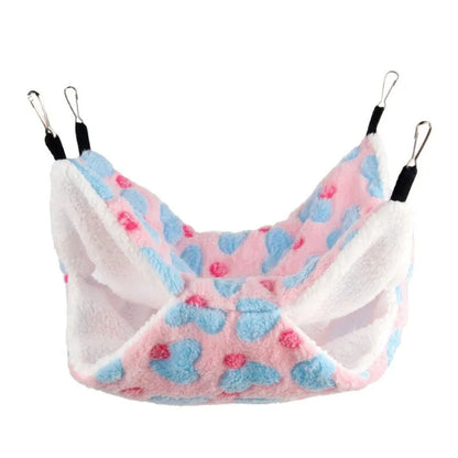 Hamster Hammock Small Pet Hanging Bed Double Warm Thickened Honeybug Flying Squirrel Guinea Pig Hammock Pet Cage Accessories