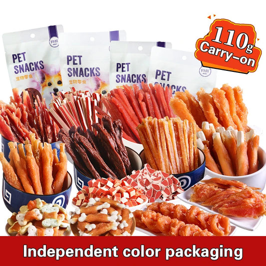 Pet snacks 110g dog snacks training rewards bite-resistant teeth grinding stick chicken breast beef strips
