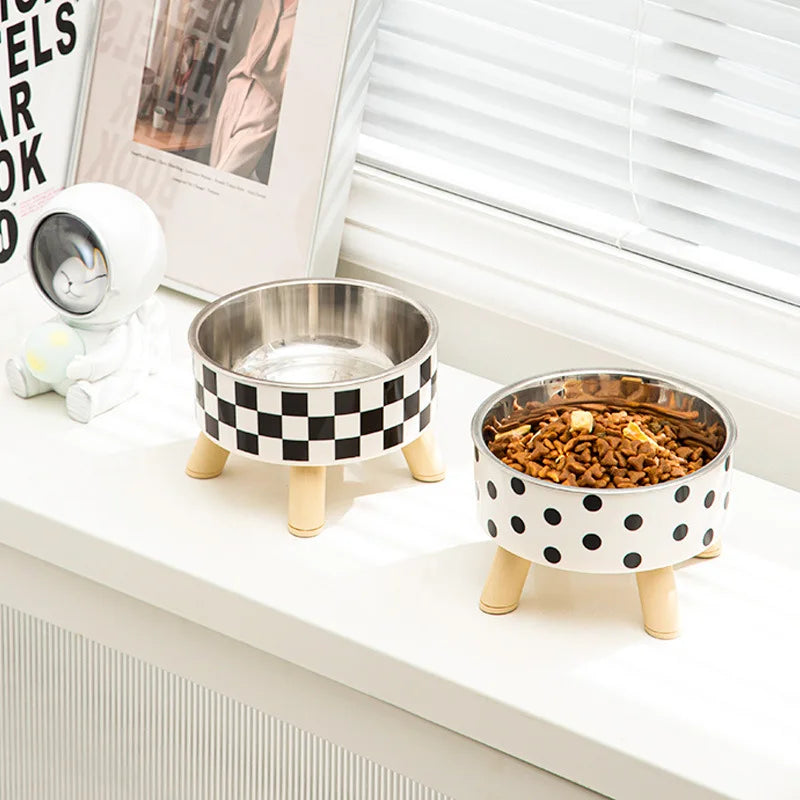 Dog Bowl, Anti-knock Pet Bowl, Plastic Cat Bowl, High-footed Neck Dog Rice Bowl, Large-capacity Cat Food Bowl